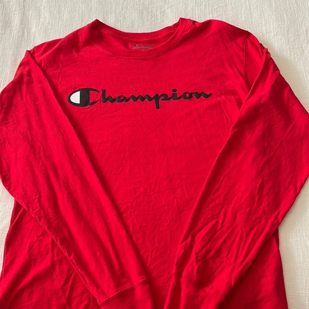 Red Champion Long Sleeve Tee Shirt